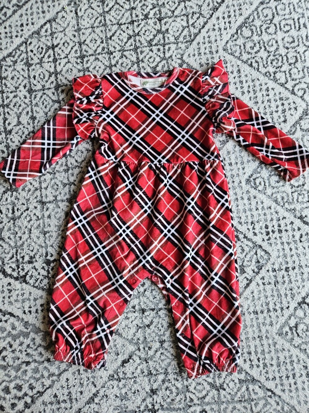 Monica And Andy Red Plaid Holiday Outfit Size 9-12 Months